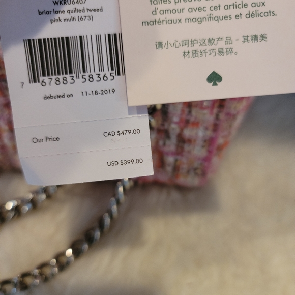 💥SOLD💥NWT Kate Spade pink tweed multi - Picture 8 of 14